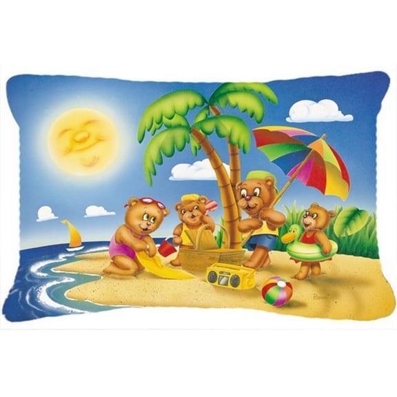 Bears Playing at the Beach Fabric Decorative Pillow