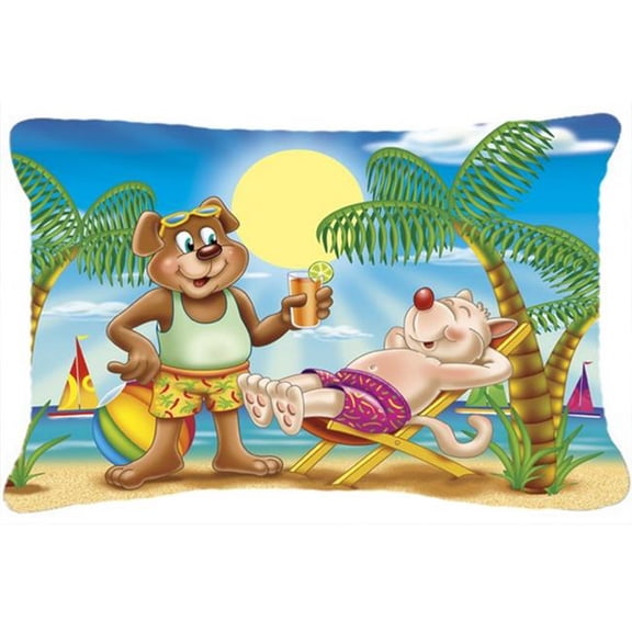 Bears Relaxing at the Beach Fabric Decorative Pillow