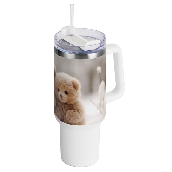 Bears Snow 40 oz Tumbler with Handle InsulatedTravel MugLid Straw Leak Proof Steel Vacuum Water Bottles Glasses Fits in Car Cup Holder
