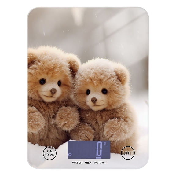 Bears Snow Food Scale Digital Kitchen Scale Waterproof Tempered Glass Tare Function 11 lb for Baking Cooking Meal Prep