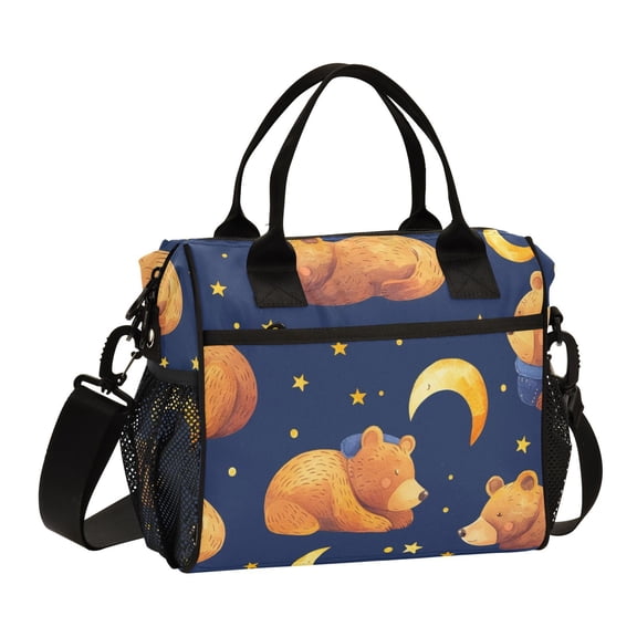 Bears and Moon Stars Cooler Bag Lunch Bag Soft Cooler Cooling Tote Insulated Lunch Box for Adult Men Women
