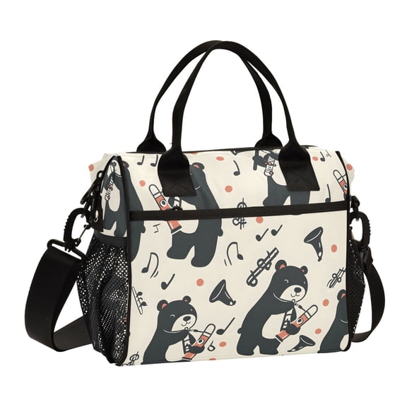 Bears and Music Cooler Bag Lunch Bag Soft Cooler Cooling Tote Insulated Lunch Box for Adult Men Women