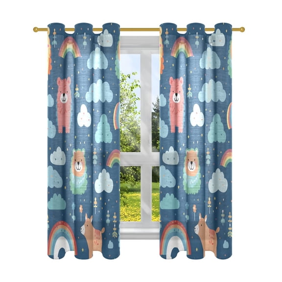 Bears with Rainbow Clouds Blackout Curtains Patio Door Curtains Window Decoration for Bedroom Living Room 2 Panels