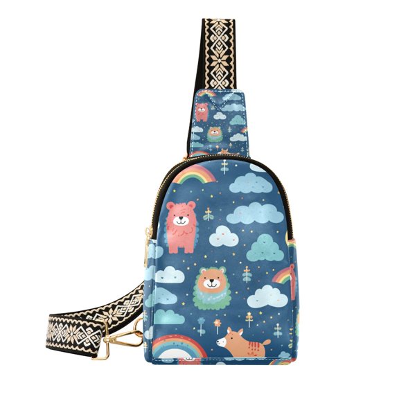 Bears with Rainbow Clouds Crossbody Bags Backpack Chest Bag Shoulder Bag Waist Bag for Outdoor Travel Hiking Fitness Cycling