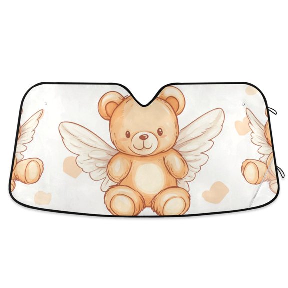 Bears with Wings Car Windshield Sun Shade Reflector Sunshade Foldable for Front Keeps Vehicle Cool