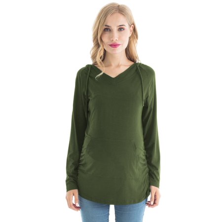 Bearsland Female Long Sleeve Maternity Hoodie Shirt Casual Top Pregnacy Sweatshirt