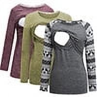 Bearsland Female Long Sleeve Maternity Nursing Top Breastfeeding Shirts 3-Pack