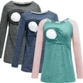 thumbnail image 1 of Bearsland Female Long Sleeve Maternity Nursing Top Breastfeeding Shirts 3-Pack, 1 of 7
