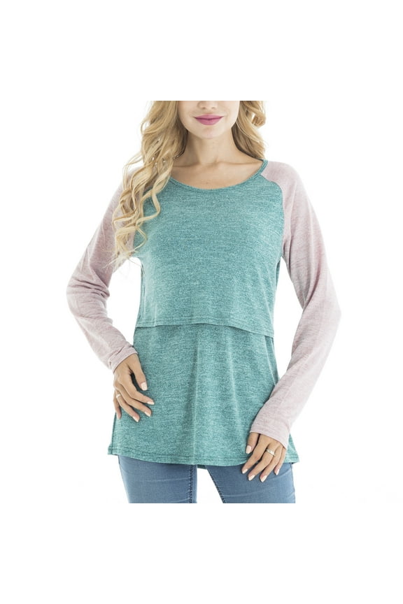 Female Long Sleeve Maternity Nursing Top Breastfeeding Shirts