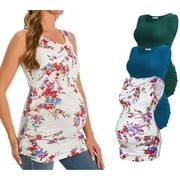 Bearsland Female Maternity Tank Tops Ruched Side Vest Sleeveless Pregnancy Shirt 3-Pack