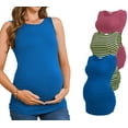 thumbnail image 1 of Bearsland Female Maternity Tank Tops Ruched Side Vest Sleeveless Pregnancy Shirt 3-Pack, 1 of 8