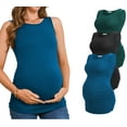 thumbnail image 1 of Bearsland Female Maternity Tank Tops Ruched Side Vest Sleeveless Pregnancy Shirt 3-Pack, 1 of 8