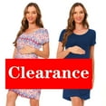 thumbnail image 1 of Bearsland Female Short Sleeve Knee-Length Maternity Dress Side Ruched Pregnancy Bodycon Dress 2-Pack, 1 of 6