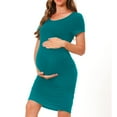 thumbnail image 1 of Bearsland Women's Summer Short Sleeve Maternity Dress Side Ruched Mama Pregnancy Bodycon Dress(S-XXXL), 1 of 6