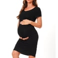 thumbnail image 1 of Bearsland Women's Summer Short Sleeve Maternity Dress Side Ruched Mama Pregnancy Bodycon Dress(S-XXXL), 1 of 6
