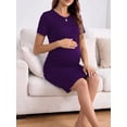 thumbnail image 1 of Bearsland Women's Summer Short Sleeve Maternity Dress Side Ruched Mama Pregnancy Bodycon Dress(S-XXXL), 1 of 7