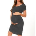 thumbnail image 1 of Bearsland Women Summer Short Sleeve Maternity Dress Side Ruched Mama Pregnancy Bodycon Dress,gray, 1 of 6