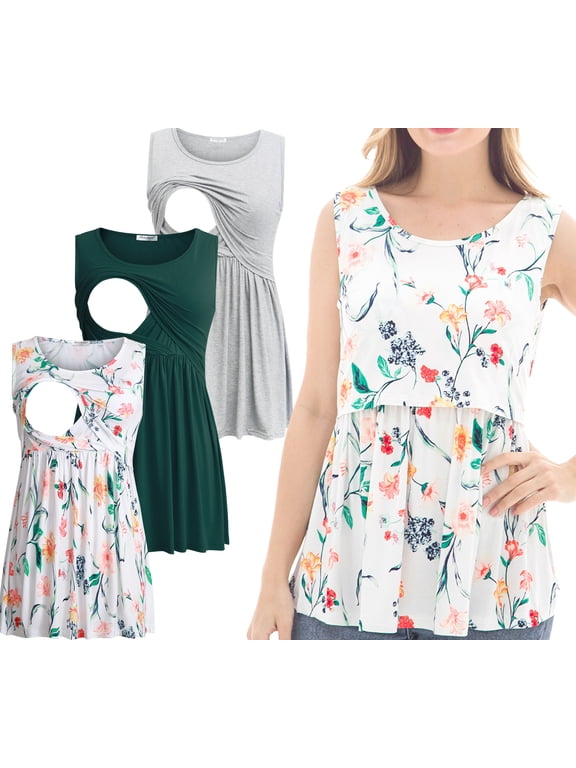 Female Sleeveless Maternity Tank Tops Breastfeeding Nursing Clothes