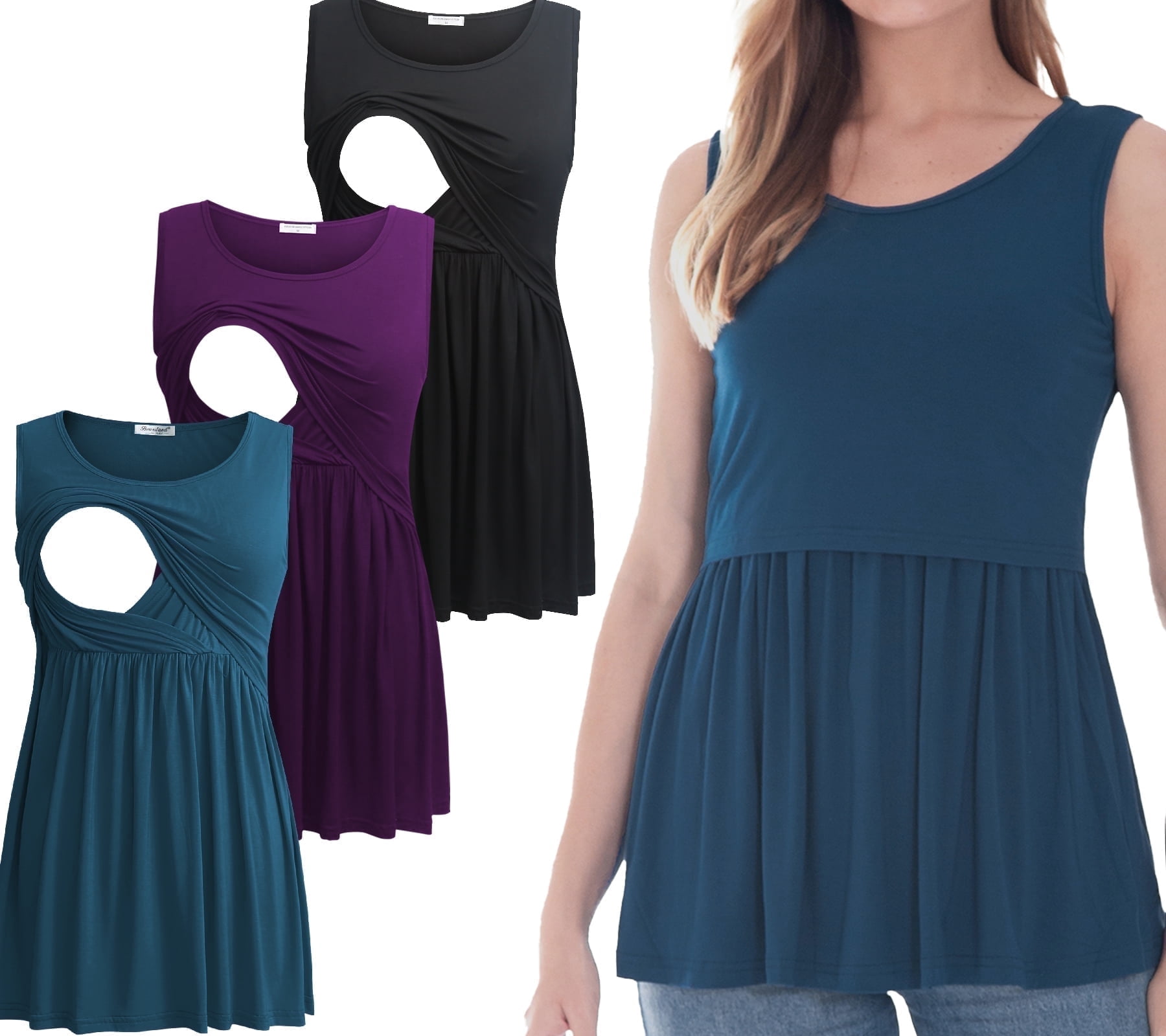 Bearsland Sleeveless Maternity Nursing Tank Tops, Comfortable ...