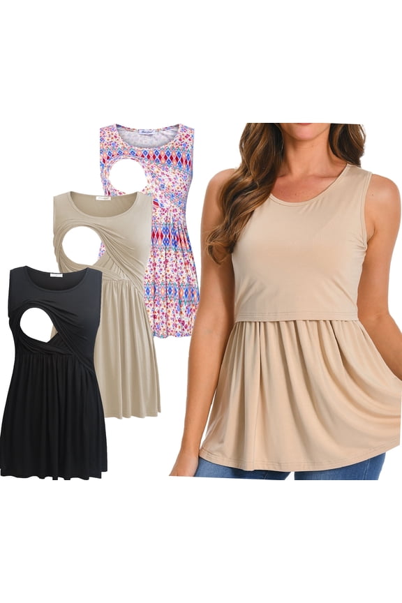 Female Sleeveless Maternity Tank Tops Breastfeeding Nursing Clothes