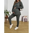 thumbnail image 1 of Bearsland Maternity Outfit Sets for Women Adjustable Waist 2 Piece Sets Winter Casual Drawstring hood Loose Tracksuit Long Sleeve Split Side Lounge Set Outfits Pregnancy Clothes, 1 of 6