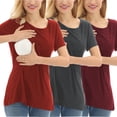 thumbnail image 1 of Bearsland Women's Plus Size Short Sleeve Maternity Nursing Shirt Breastfeeding Top Blouse 3-Pack, 1 of 8