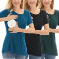 thumbnail image 1 of Bearsland Women's Plus Size Short Sleeve Maternity Nursing Shirt Breastfeeding Top Blouse 3-Pack, 1 of 8