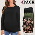 thumbnail image 1 of Bearsland Women's Long Sleeve Maternity Shirts Casual Tunic Side Ruched Tops Pregnancy Clothes 3-Pack, 1 of 9