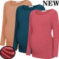thumbnail image 1 of Bearsland Women's Long Sleeve Maternity Shirts Casual Tunic Side Ruched Tops Pregnancy Clothes 3-Pack, 1 of 8