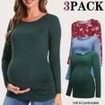 thumbnail image 1 of Bearsland Women's Long Sleeve Maternity Tops Casual Side Ruched Clothes Pregnancy Shirts 3-Pack,F-M, 1 of 9