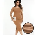 thumbnail image 1 of Bearsland Women's Long Sleeve Ribbed Knit Side Slit Maternity Dress Casual Ruched Bodycon Sweater Dress Pregnancy Clothes, 1 of 7