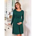 thumbnail image 1 of Bearsland Women's Maternity Midi Dress Long Sleeve Casual Stretchy Pregnancy Dresses With Belt, 1 of 6