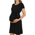 thumbnail image 1 of Bearsland Women’s Maternity Midi Dress Long Sleeve Casual Stretchy Pregnancy Dresses With Belt, 1 of 5