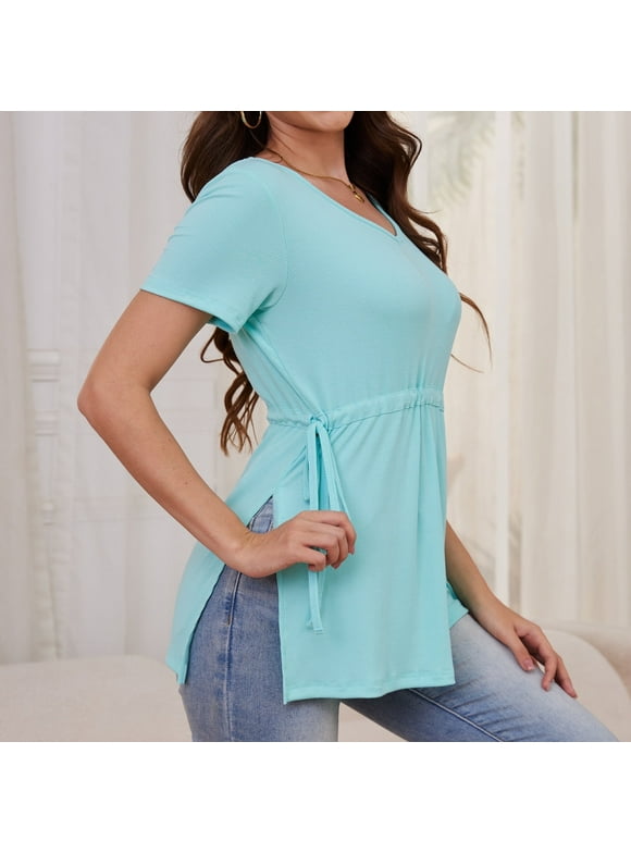 Women's Maternity Shirt Casual Tops Side Split Pullovers Pregnancy Clothes