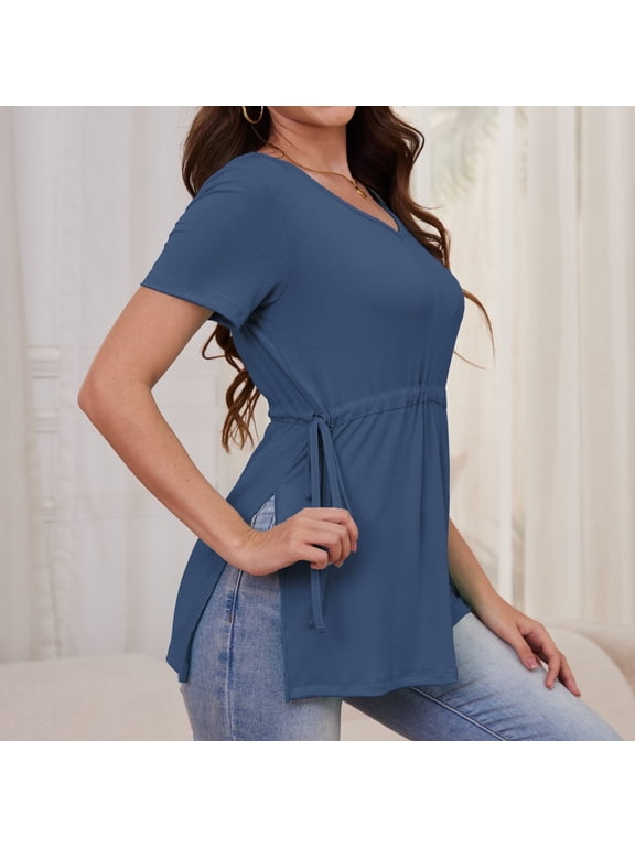 Women's Maternity Shirt Casual Tops Side Split Pullovers Pregnancy Clothes