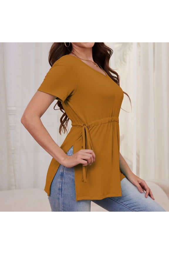Women's Maternity Shirt Casual Tops Side Split Pullovers Pregnancy Clothes