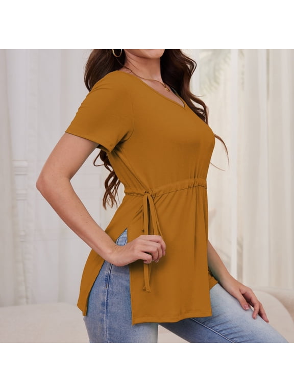 Women's Maternity Shirt Casual Tops Side Split Pullovers Pregnancy Clothes