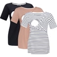 thumbnail image 1 of Bearsland Women's Maternity Short Sleeve Breastfeeding Nurding Tops T-Shirts 3-Pack, 1 of 7