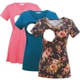 thumbnail image 1 of Bearsland Women's Maternity Short Sleeve Breastfeeding Nurding Tops T-Shirts 3-Pack, 1 of 5