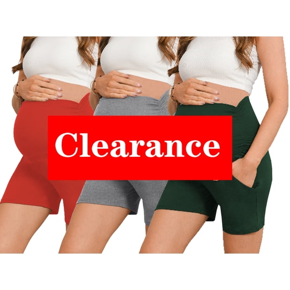 Bearsland Women's Maternity Shorts Over Belly Pregnancy Yoga Workout Lounge Pajama Sleep Shorts With Pocket 3-Pack