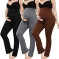 thumbnail image 1 of Bearsland Women's Plus Size Maternity Leggings over Belly Pregnancy Yoga Pants Active Wear Workout Pants with Pocket 3-Pack, 1 of 7