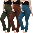thumbnail image 1 of Bearsland Women's Plus Size Maternity Leggings over Belly Pregnancy Yoga Pants Active Wear Workout Pants with Pocket 3-Pack, 1 of 7