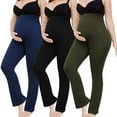 thumbnail image 1 of Bearsland Women's Plus Size Maternity Leggings over Belly Pregnancy Yoga Pants Active Wear Workout Pants with Pocket 3-Pack, 1 of 7