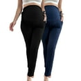 thumbnail image 1 of Bearsland Women's Plus Size Maternity Pants Drawstring Maternity Leggings Over The Belly Stretchy Straight Pregnancy Pants with Pockets 2-Pack, 1 of 7