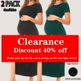 thumbnail image 1 of Bearsland Women's Short Sleeve Maternity Dress Ruched Split Pregnancy Maxi Dresses 2-Pack, 1 of 7