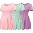 thumbnail image 1 of Bearsland Women's Short Sleeve Maternity Shirts Tops Pregnancy Clothes 3-Pack, 1 of 7