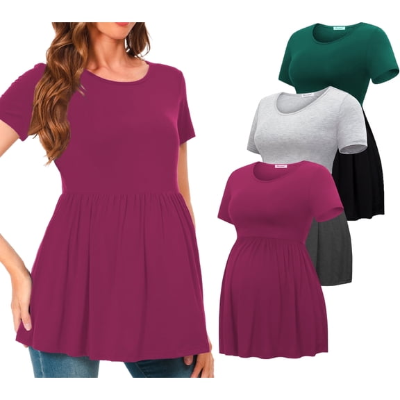 Bearsland Women's Short Sleeve Maternity T-Shirt Pregnancy Clothes