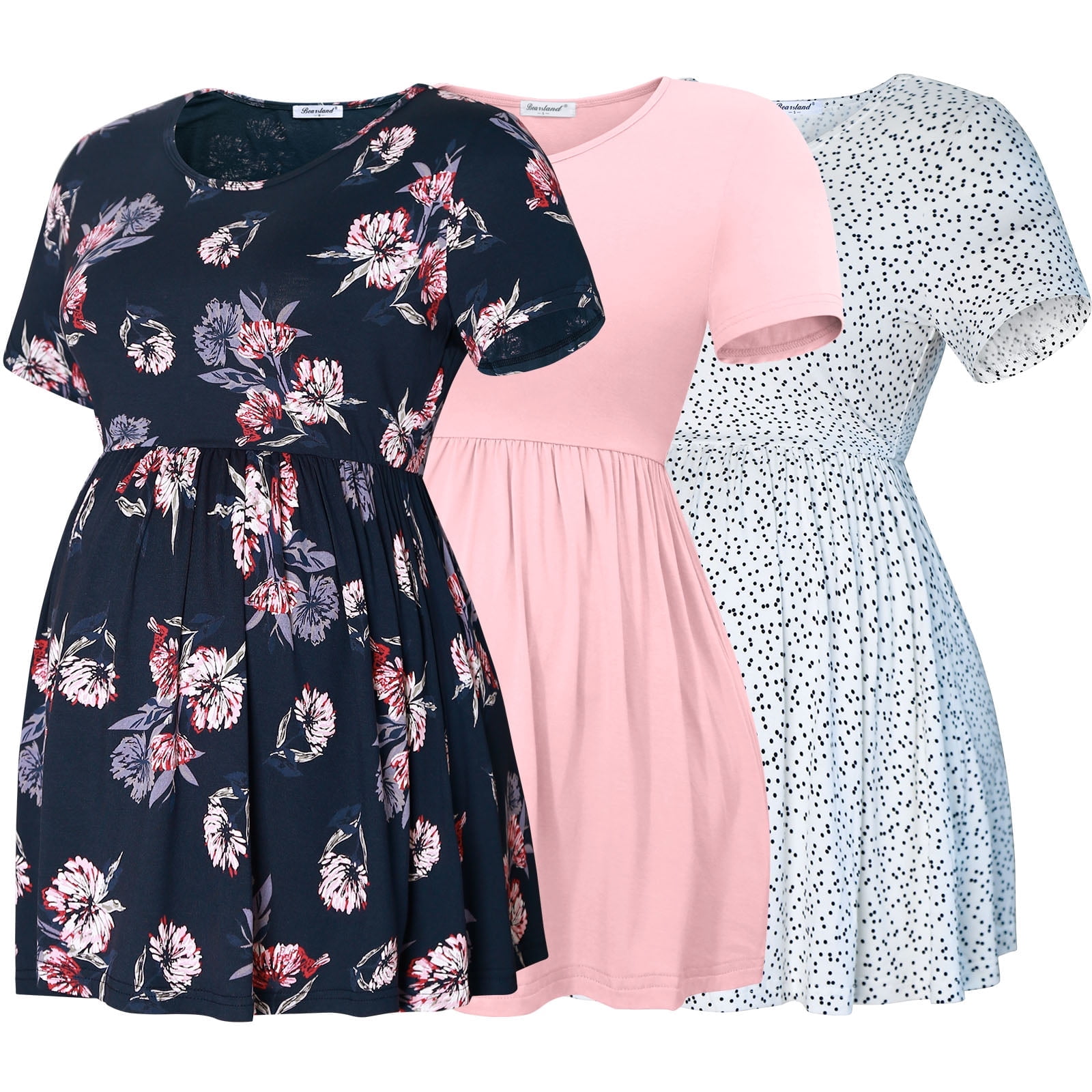 Women's Short Sleeve Maternity Shirts Tops Pregnancy Clothes 3-Pack
