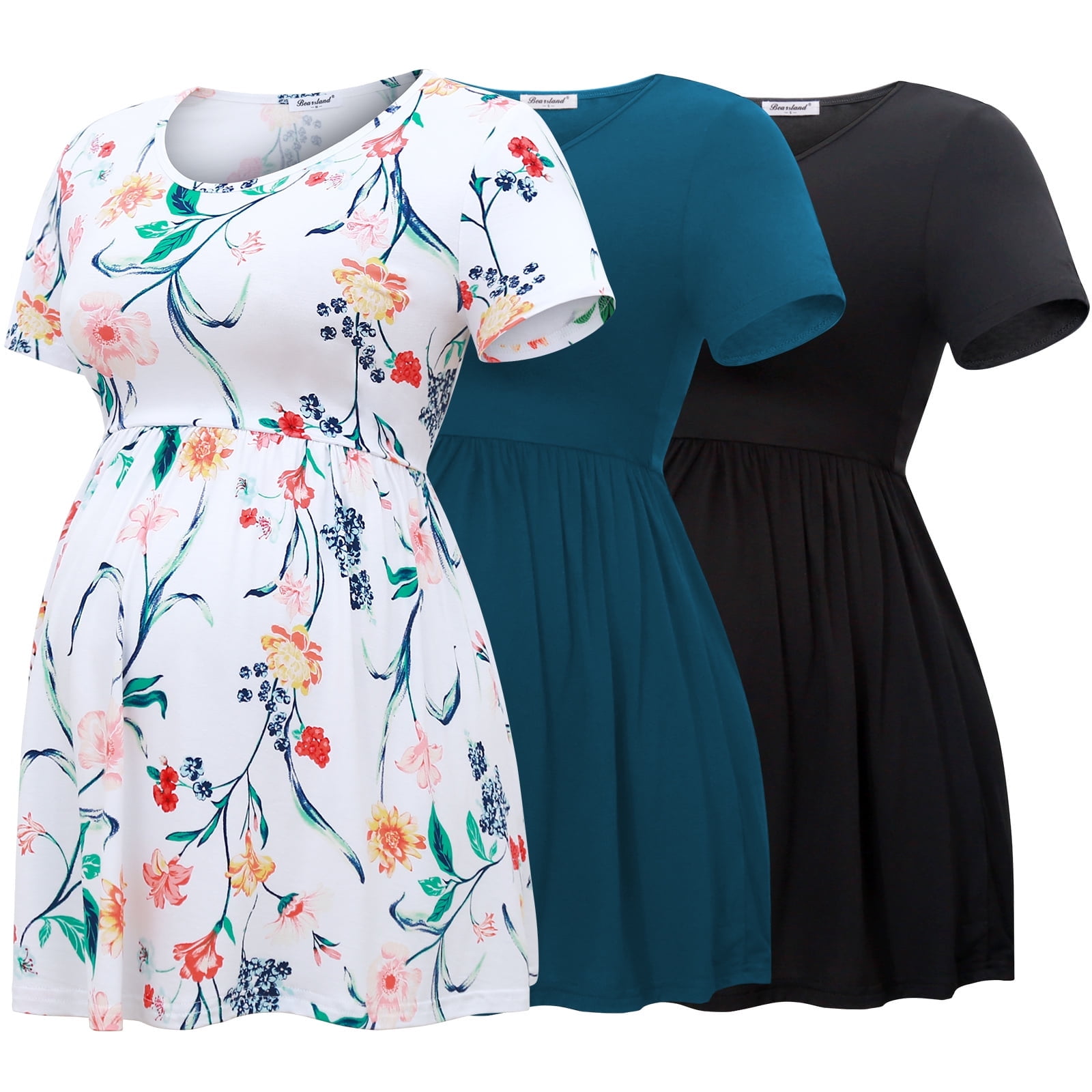 Fall Maternity Dress Bearsland Women Summer Short Sleeve Maternity