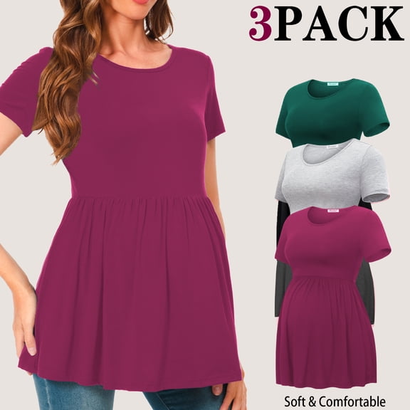 Bearsland Women's Short Sleeve Maternity T-Shirt Pregnancy Clothes